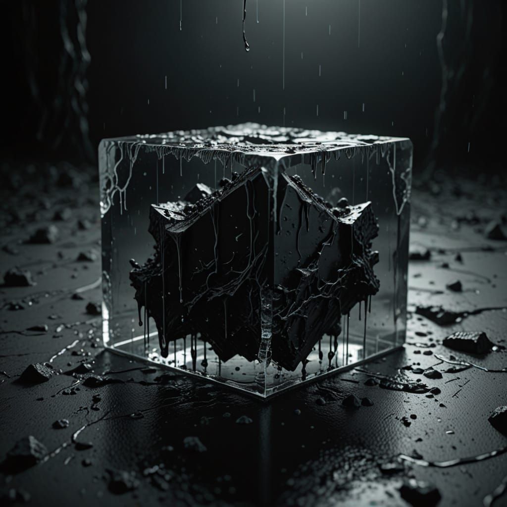 Ethereal Glass Cube in a Void of Darkness