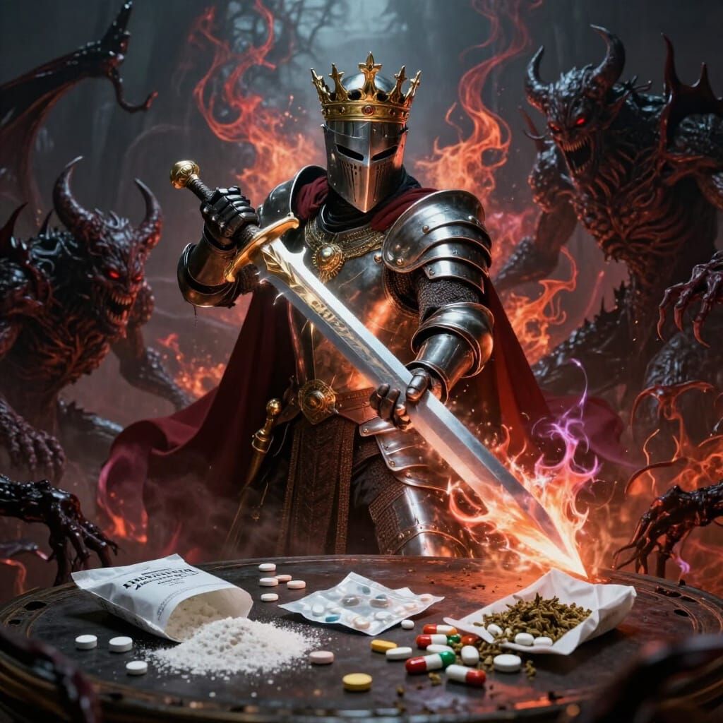 Knight Resists Addiction in Hellish Vision