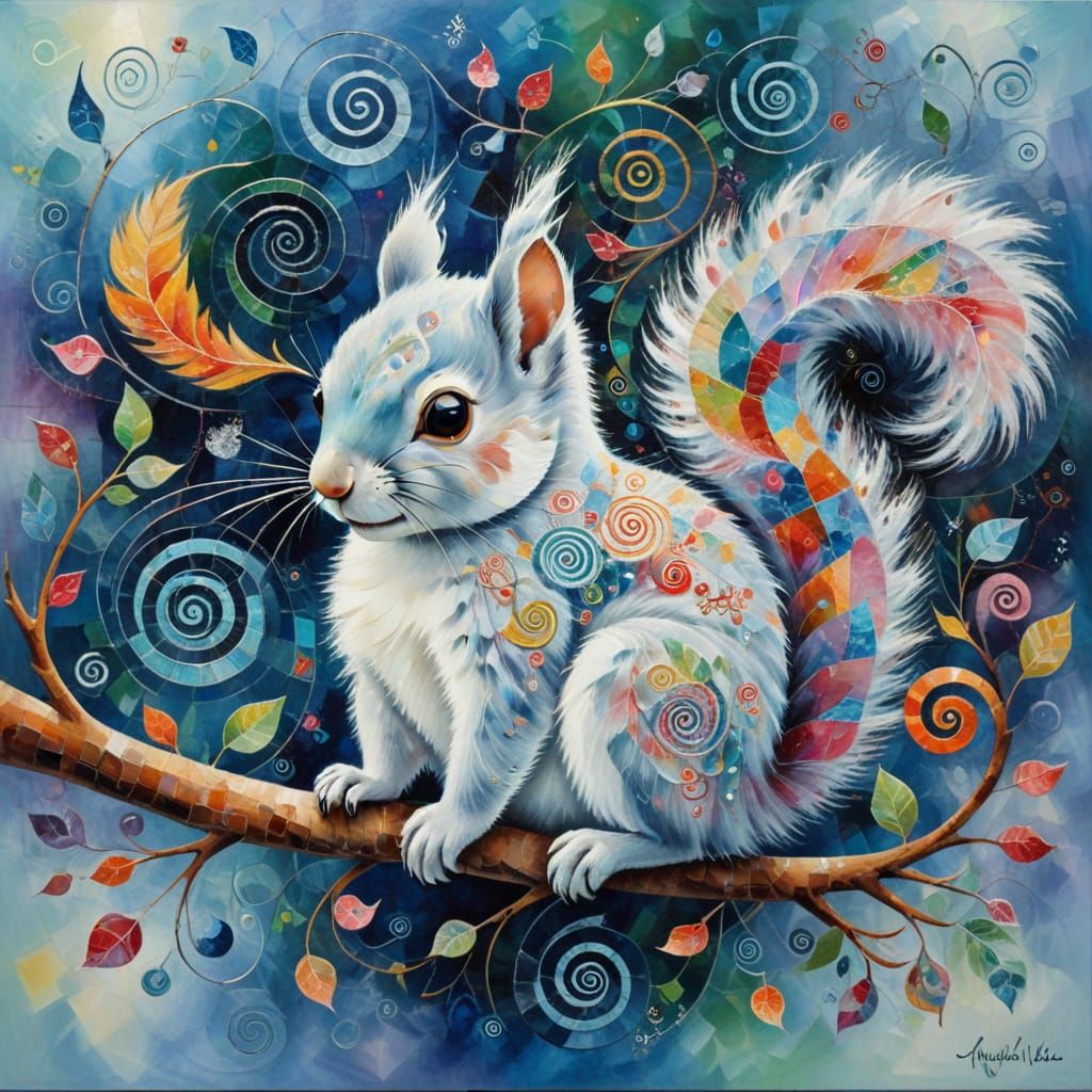 Cute squirrel entangled, Paul Klee and Marc Chagall