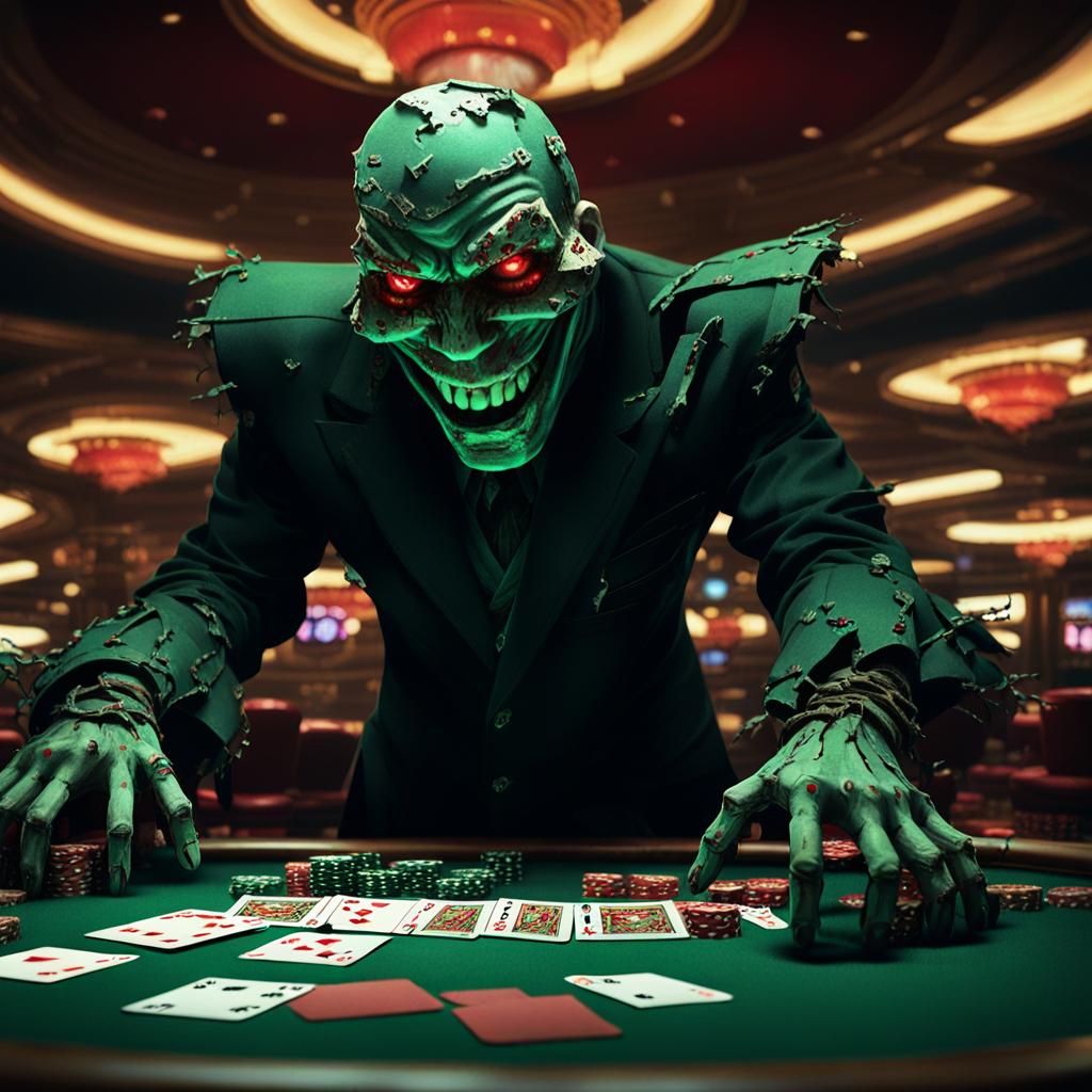 Sinister Casino Dealer in Dark Fantasy Art Style