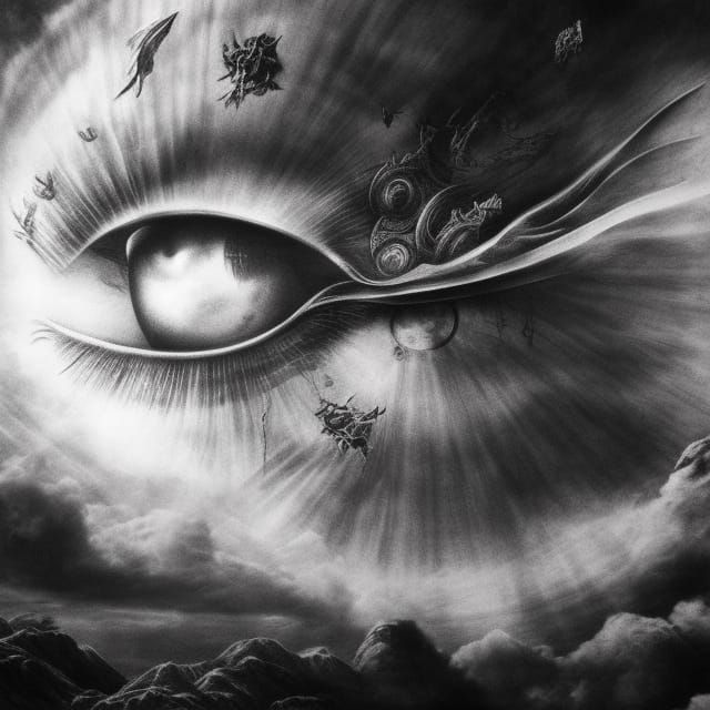 Detailed Charcoal Drawing of a God Eye