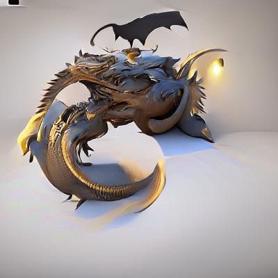 Detailed 3D Dragon Model in Digital Art Style