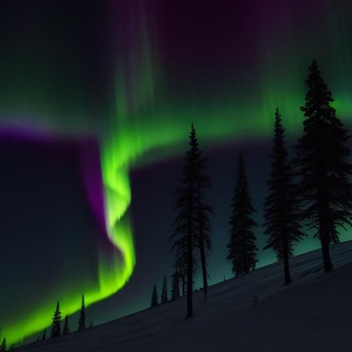 Cyberpunk Rocky Mountains Under Northern Lights