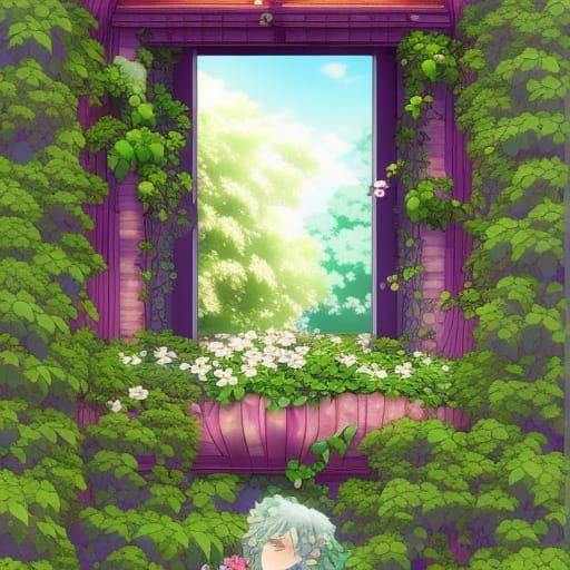 Anime Style Floral Portal to Another World
