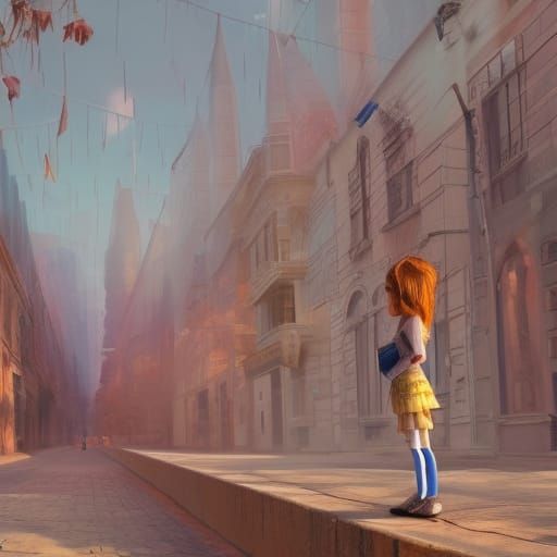 Steampunk Girl with Picnic Basket in Anderson Style