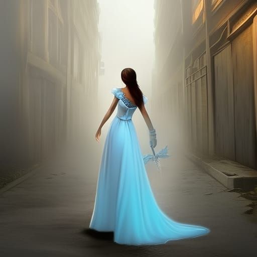 Haunted Girl in Abandoned City Street