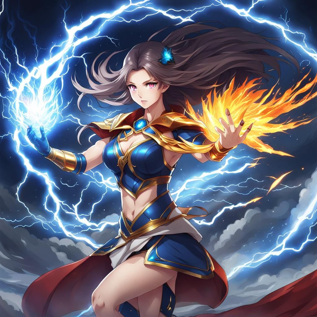 Anime Thunder Woman Elemental in 4K