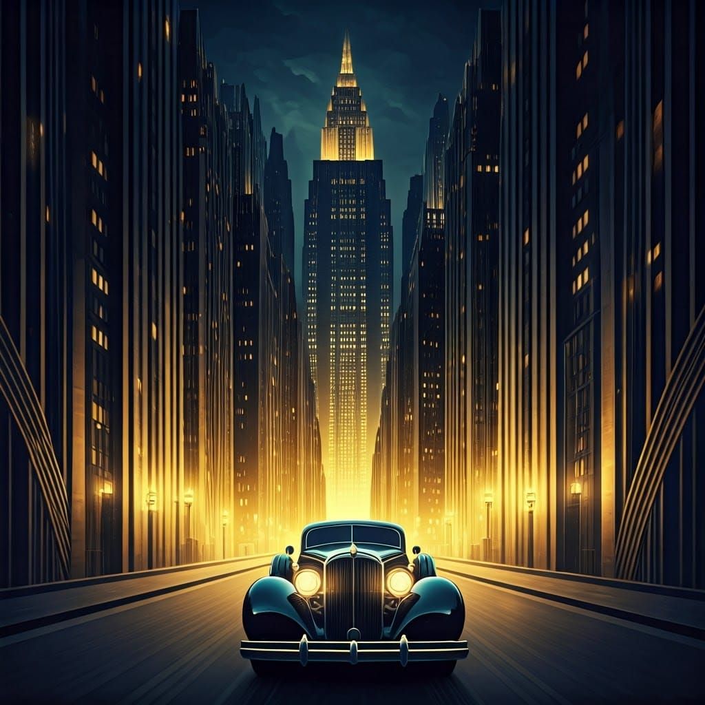 Art Deco Gotham City Poster in 1930s Style