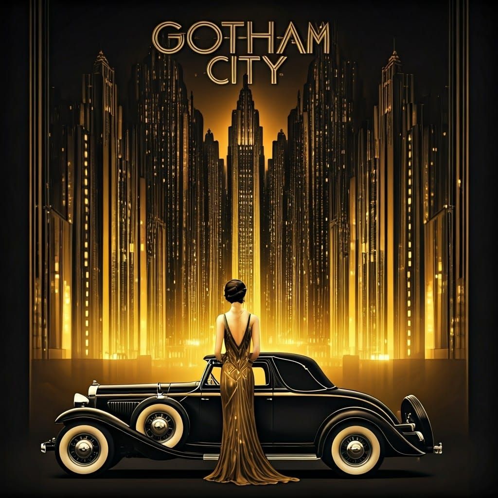 Art Deco Woman in Gotham City Metropolis