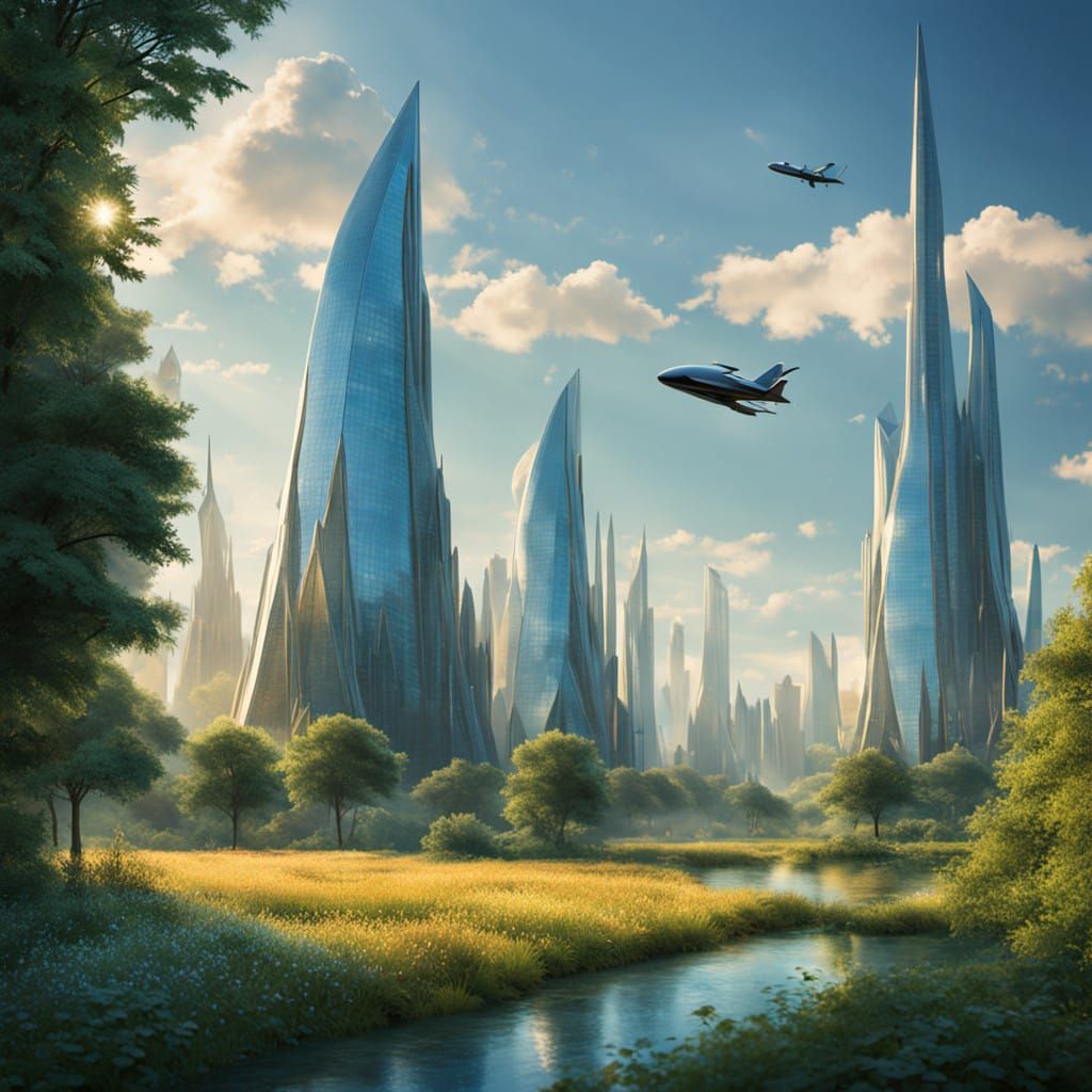 Crystal Spires of Harmony in a Futuristic Nature Oasis