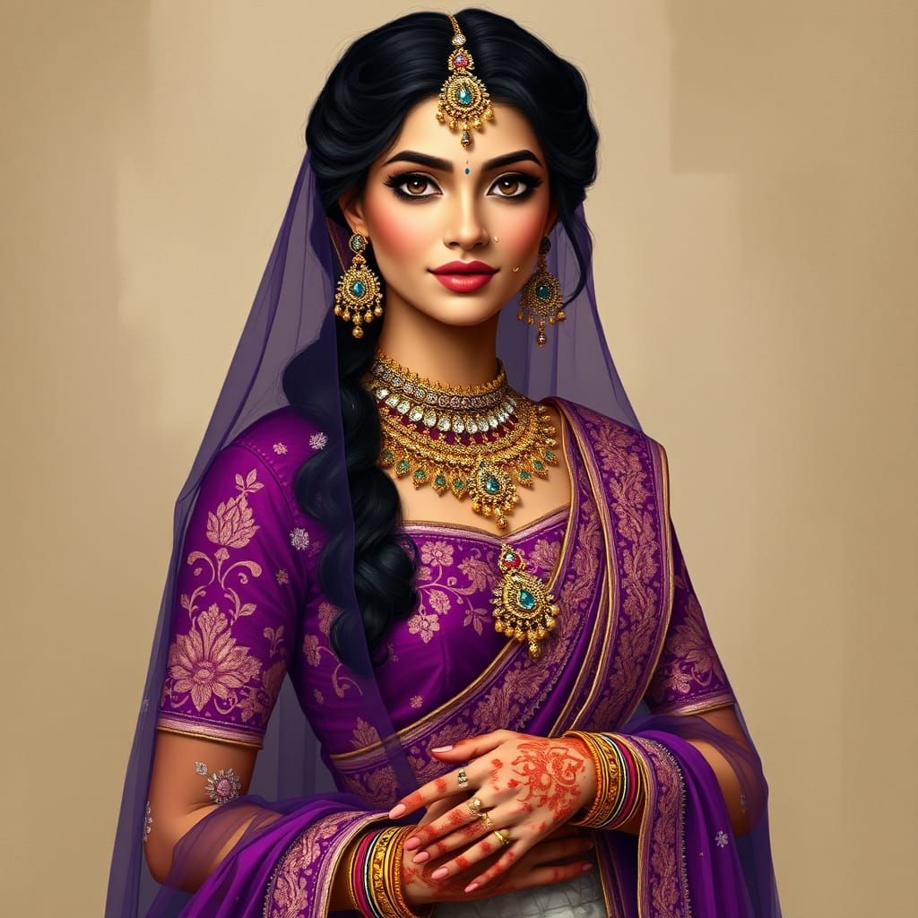 Regal Rajasthani Princess in Violet Lehenga