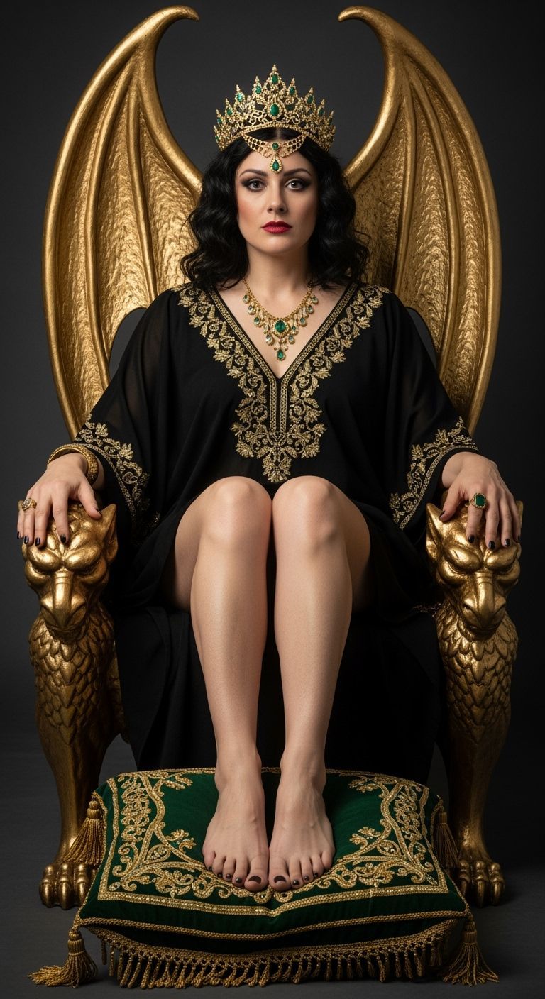 Evil Sorceress on Gargoyle Throne in Lavish Photography