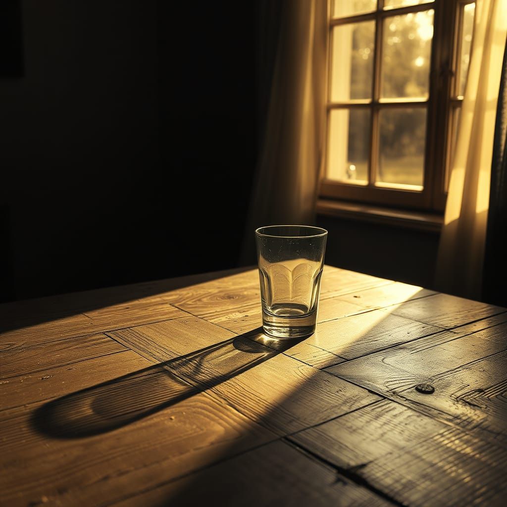 Monochrome Still Life with Glass and Sunlight