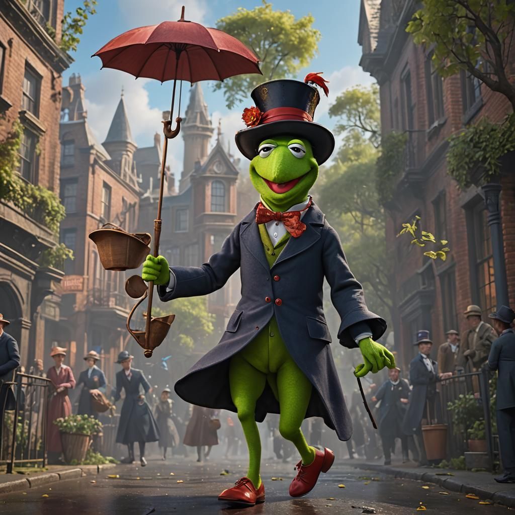 Kermit the Frog as Mary Poppins