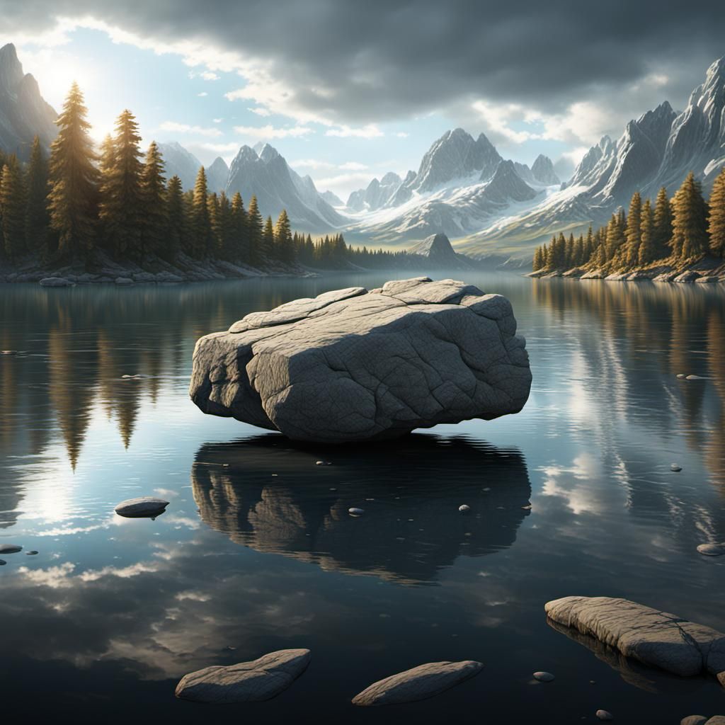 Stone Skipping on Lake: Detailed 3D Render