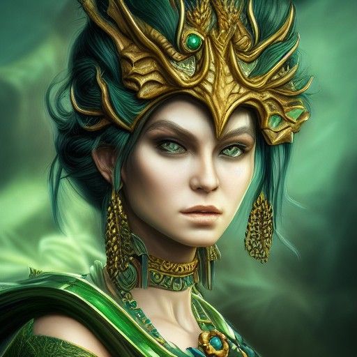 Half-Dragon Warrior Woman Portrait in Hyperrealism