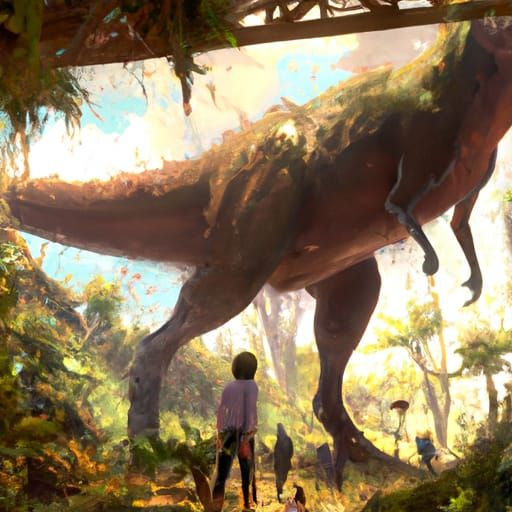 Anime T-Rex in Studio Ghibli Style