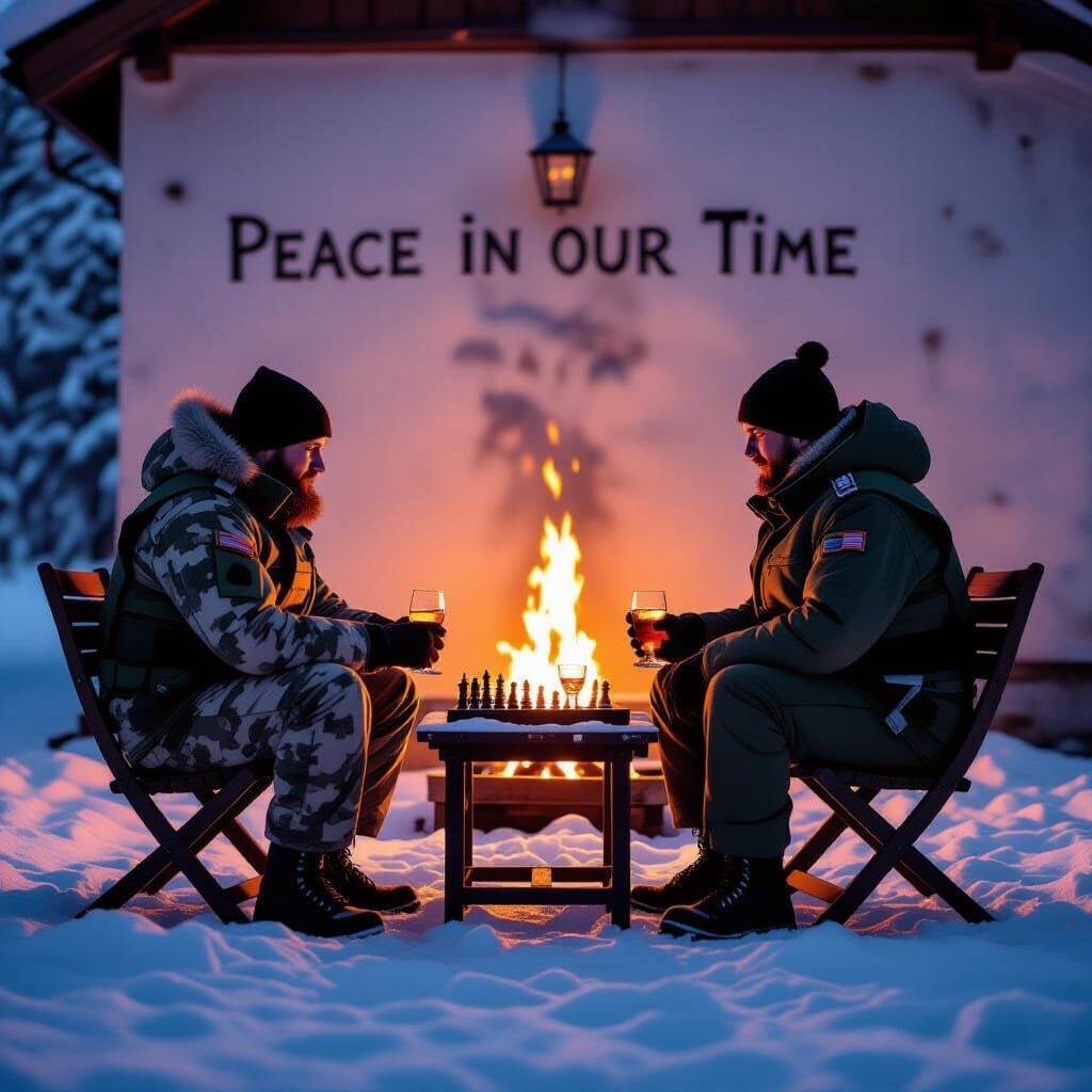 Soldiers Play Chess and Drink Vodka in Peace