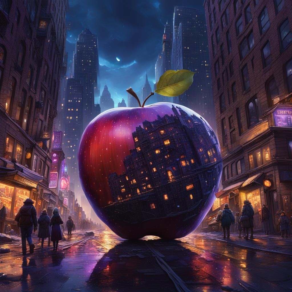 Gigantic Apple in New York City, Fantasy Art