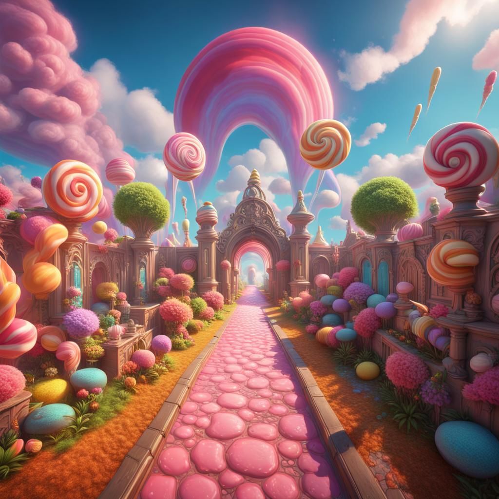 Fantasy Candy World in Vivid Colors