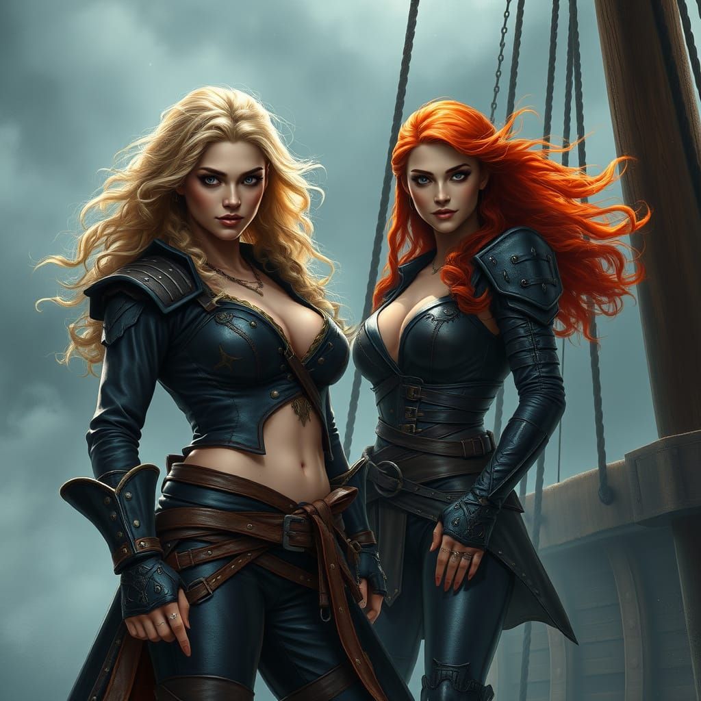 Epic Dark Fantasy Pirate Captain and Lover in Swashbuckling ...