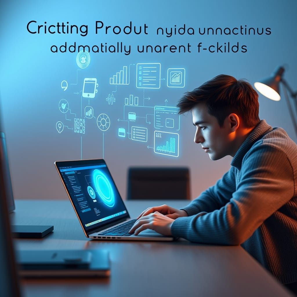 Futuristic Workspace with Holographic AI Documentation