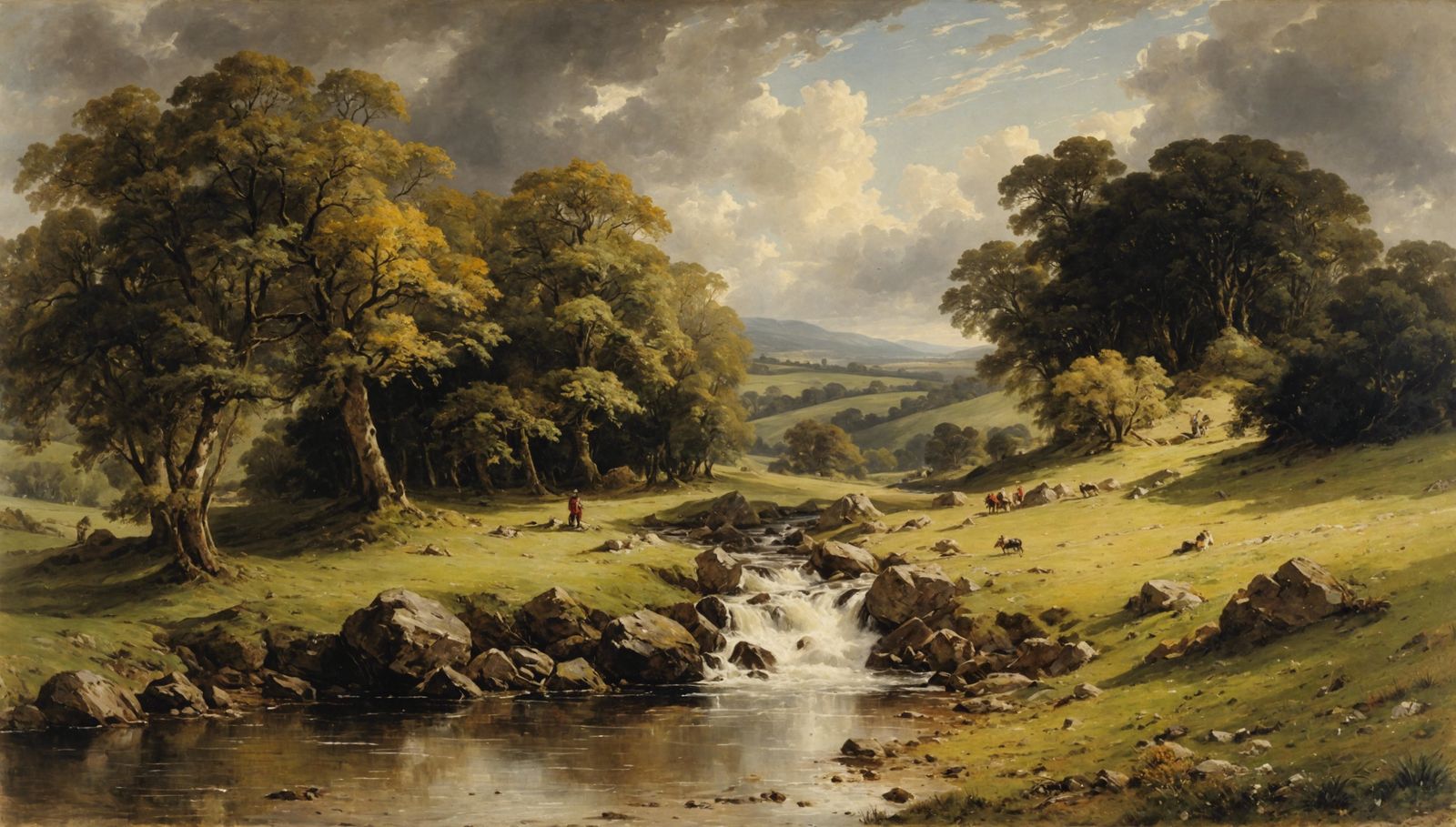 English Landscape Painting in David Cox Style