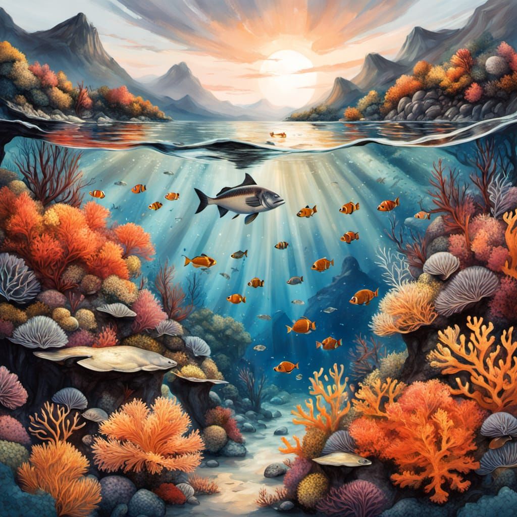 Vibrant Coral Reef: A Detailed Matte Painting