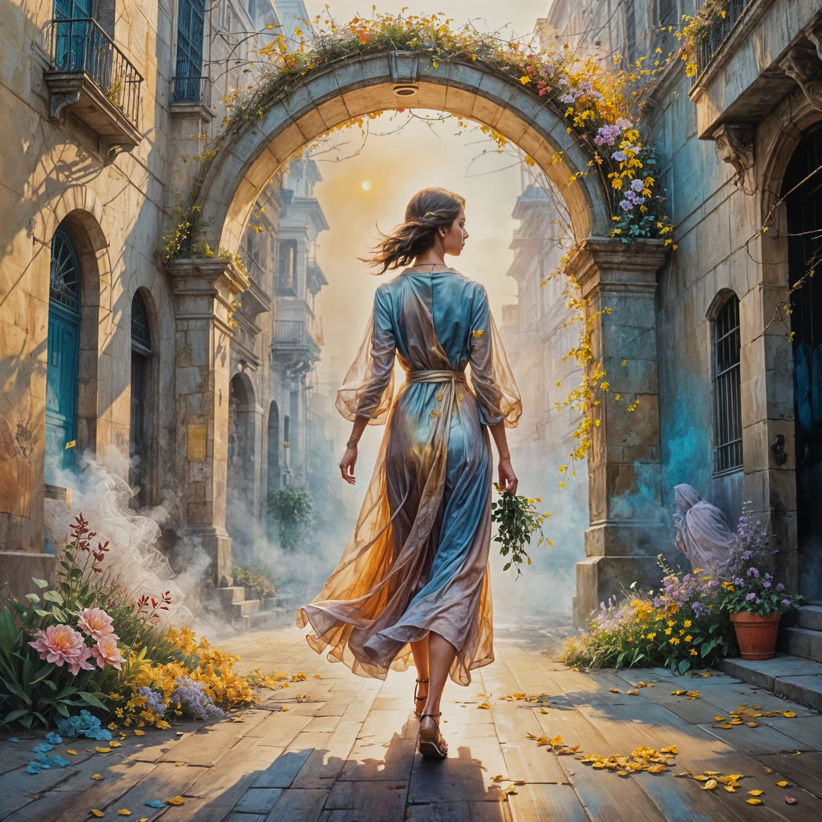 Woman Walking Toward a New World