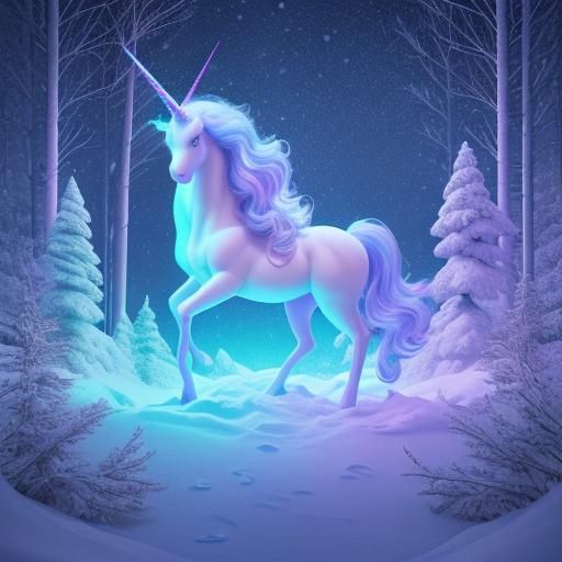 Unicorn Farewell in Synthwave Neon Forest