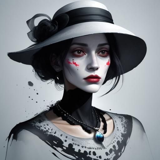 Ethereal Digital Portrait of Woman with Hat