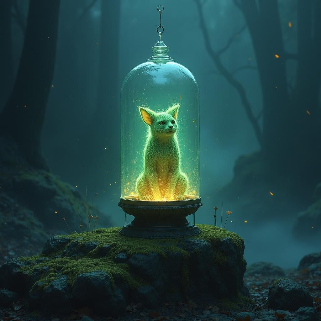 Jinn in a Lamp: Digital Fantasy Oil Painting