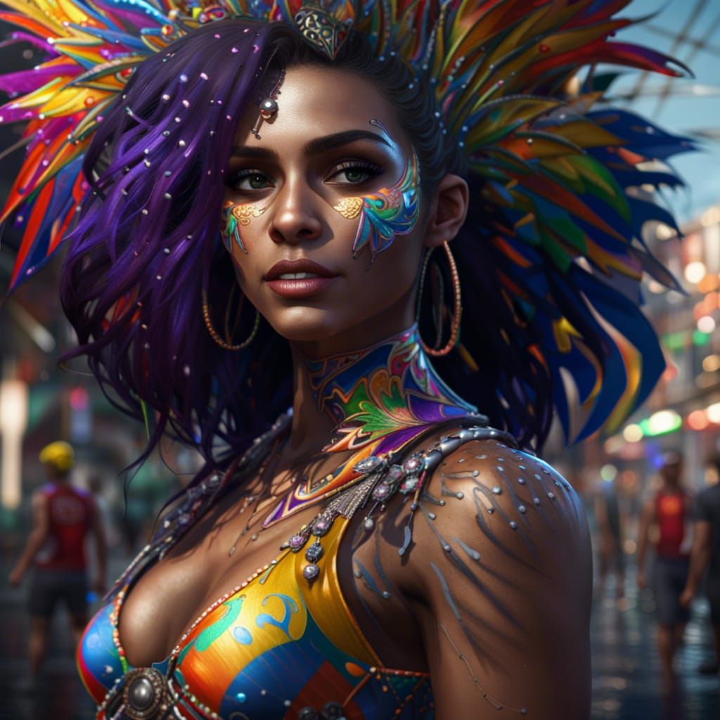 Detailed Rio Carnival Girl Concept Art