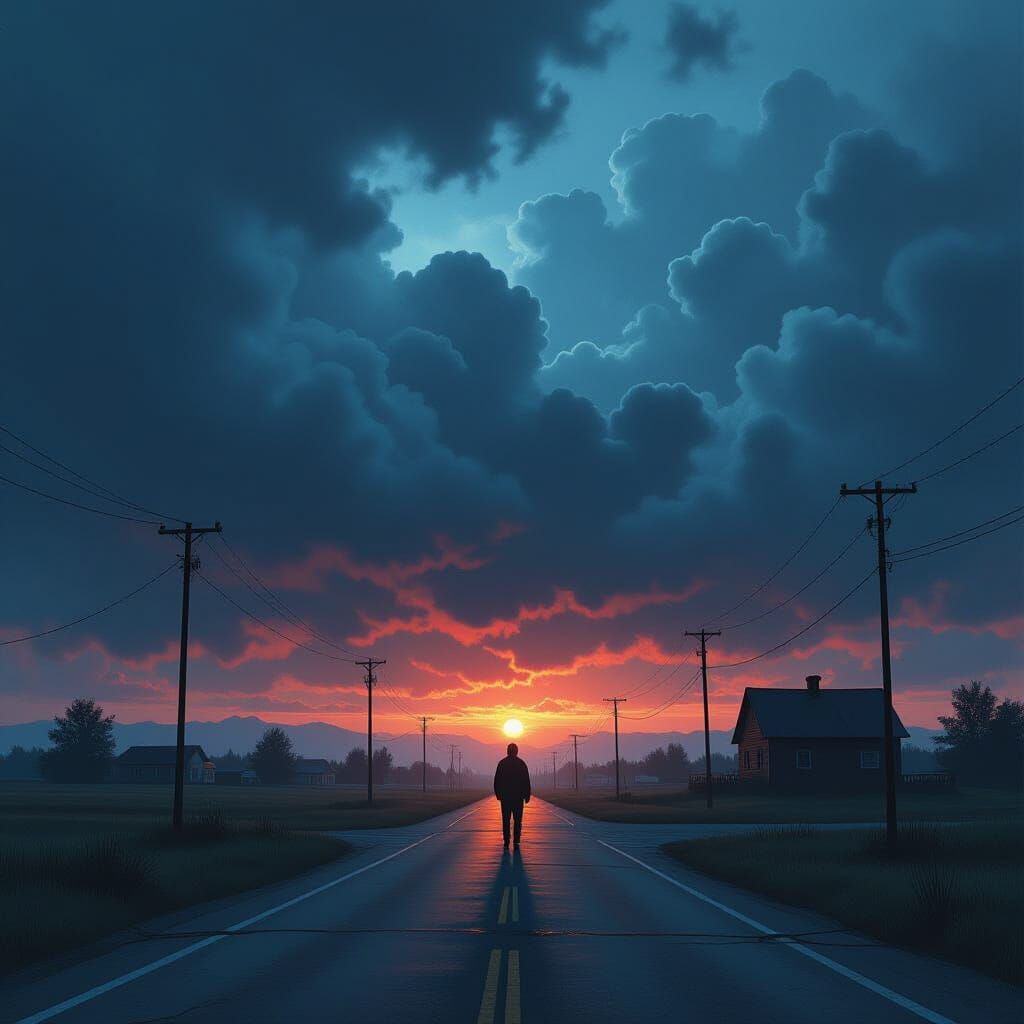 Ominous Storm Clouds Gather in Dystopian Art Style