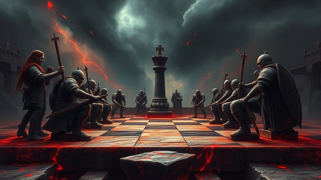 Medieval Fantasy Realm: Living Stone Warriors Clash on Ancie...