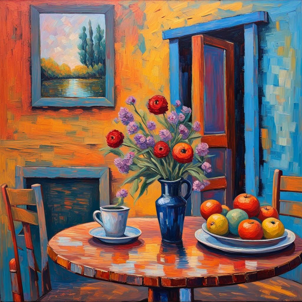 Colorful Textured Oil Painting in Expressionist Style