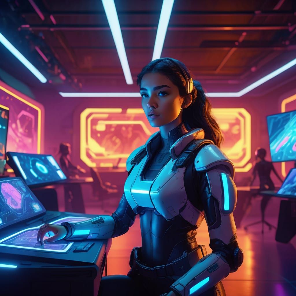 Futuristic Studio Gamer: Concept Art of Youthful Ambition