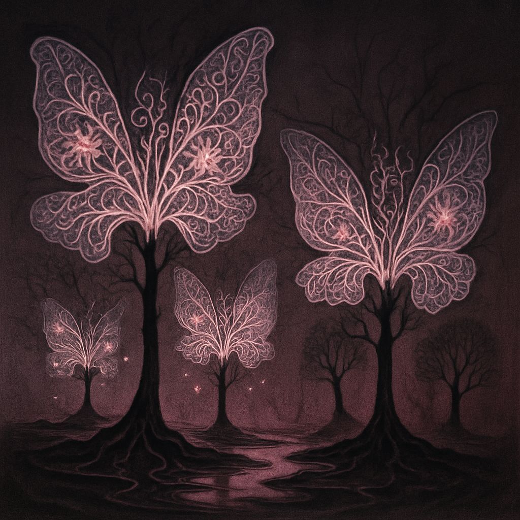 Enchanted Flyingtrees with Floral Gossamer Filigree Wings