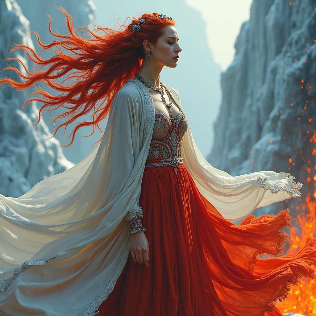 Mystical Goddess of Ice and Fire