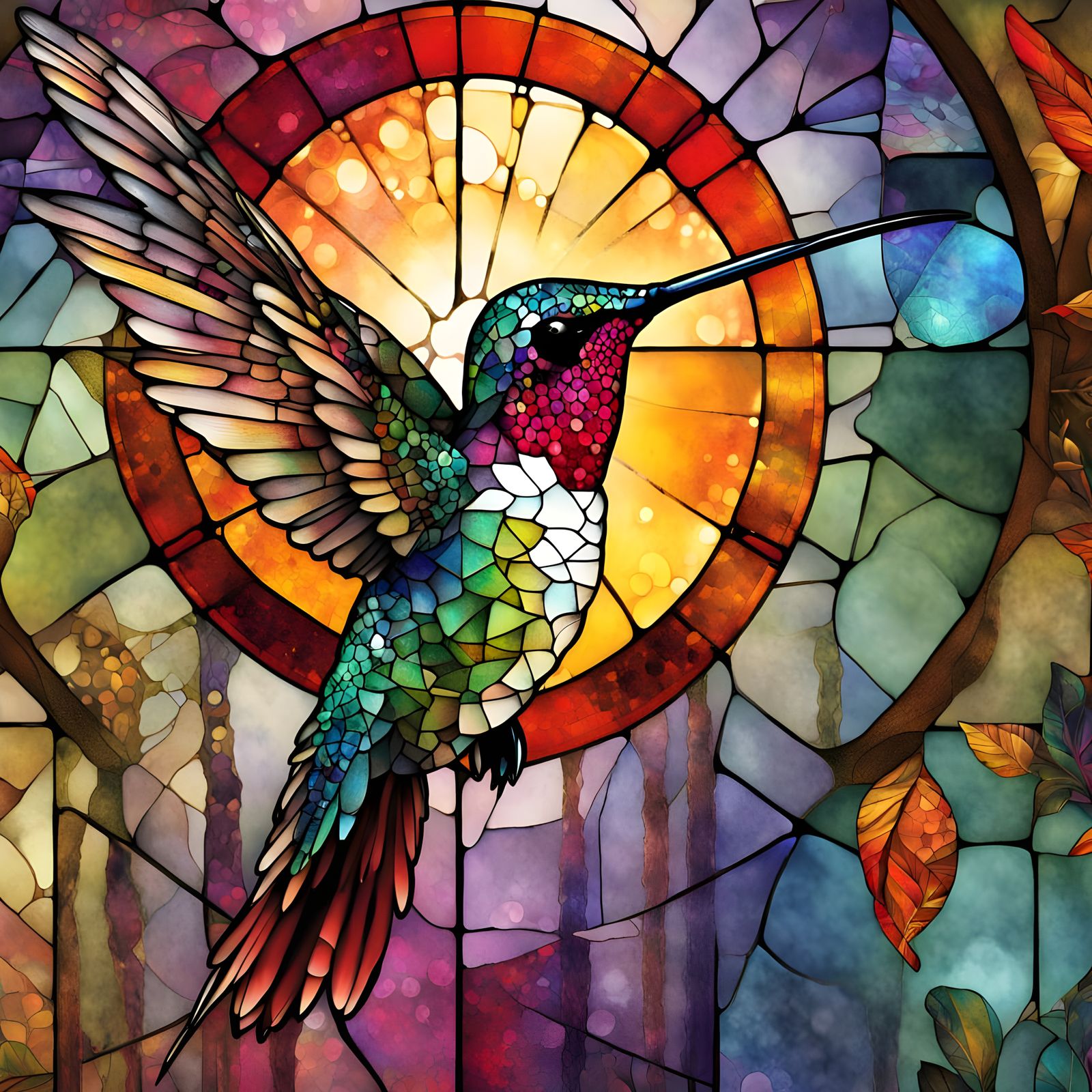Hummingbird in Stained glass