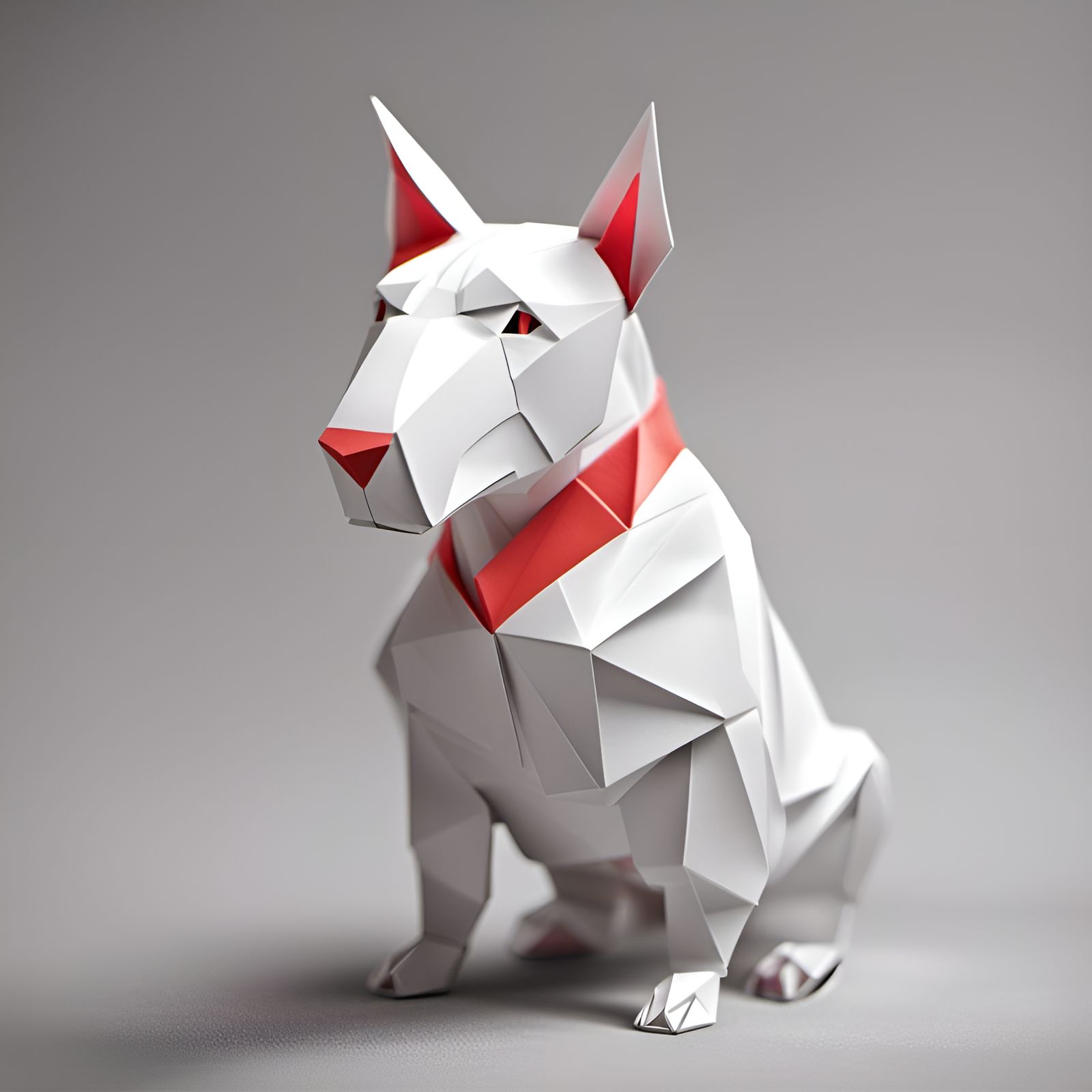 Origami Bull Terrier Papercraft in 8K