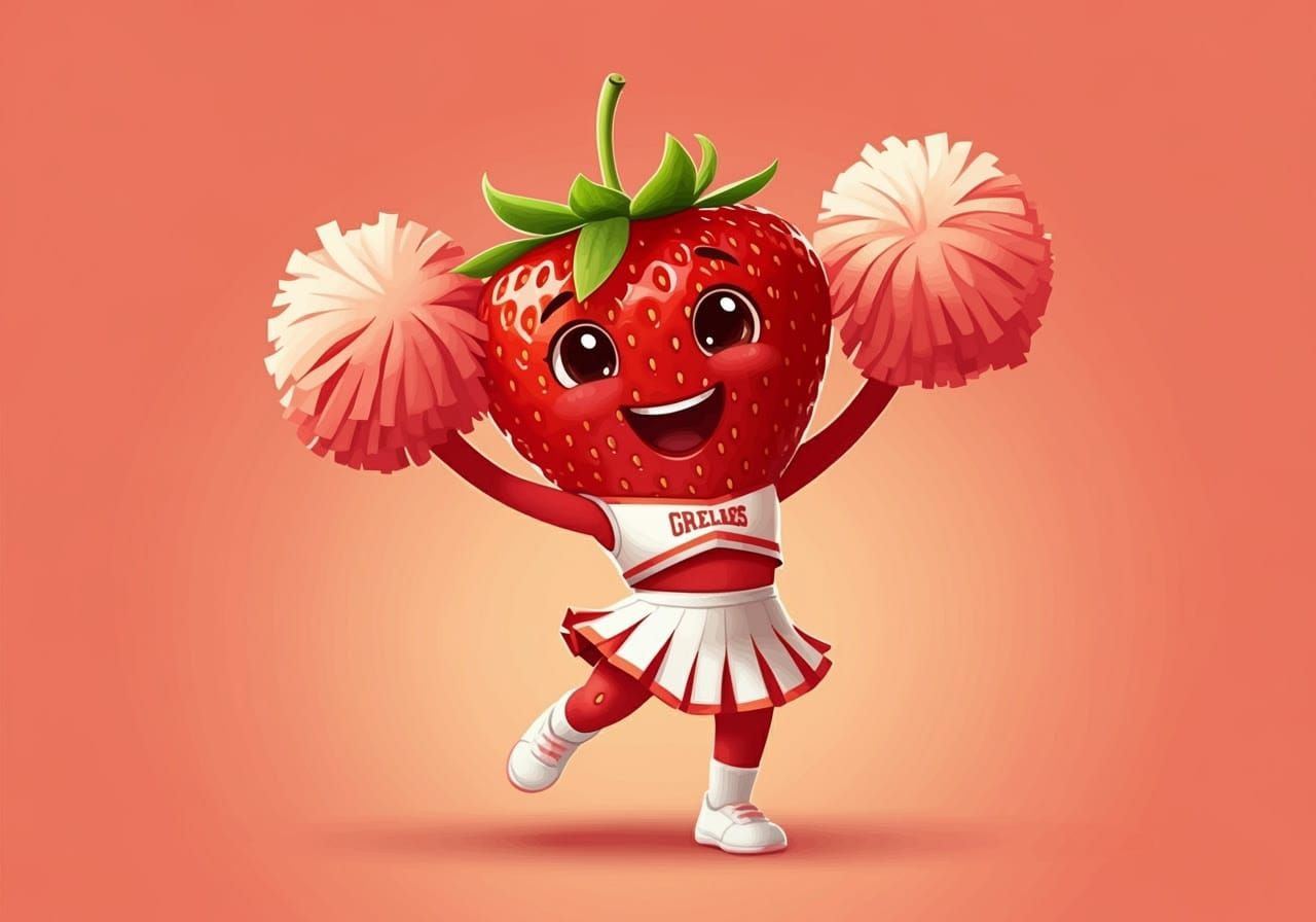 Anthropomorphic Strawberry Cheerleaders in Cute Uniforms