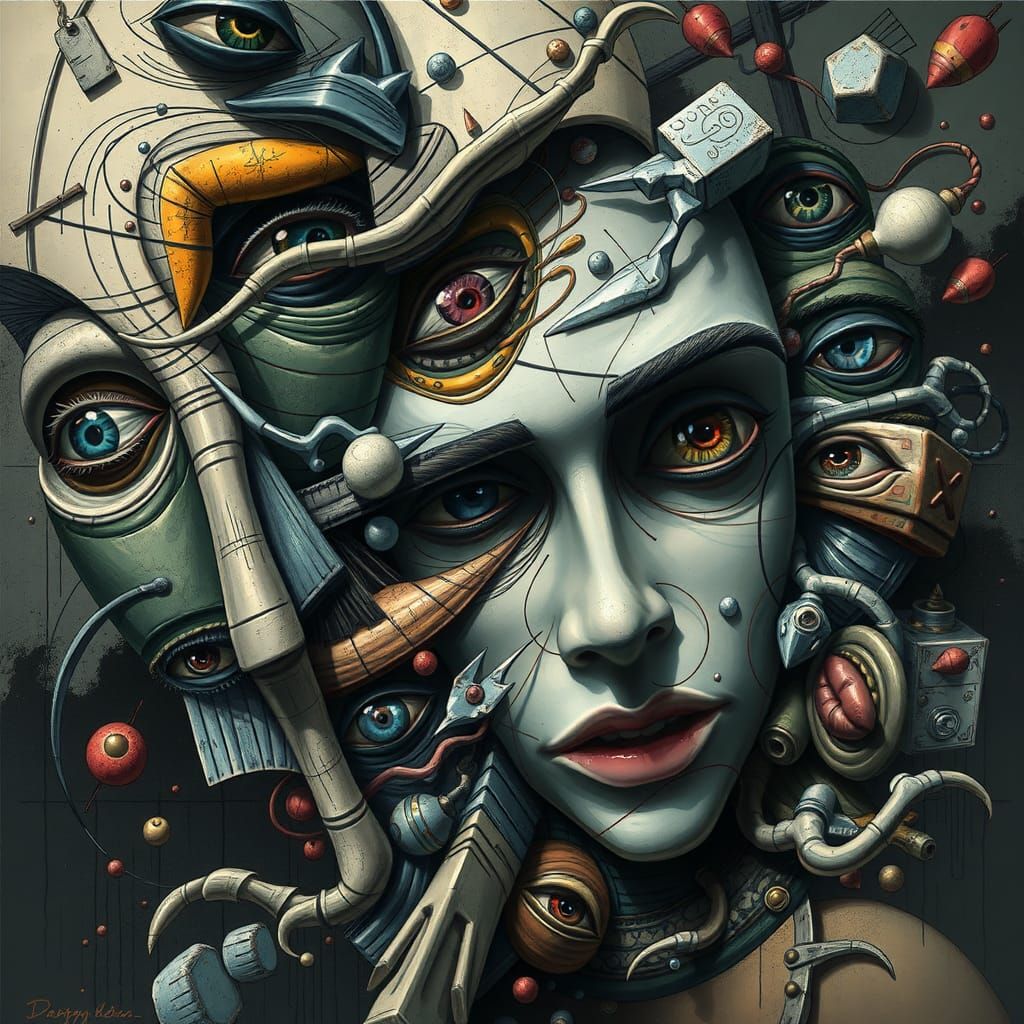 Surreal Anime Cubism: A Nightmarish Vision