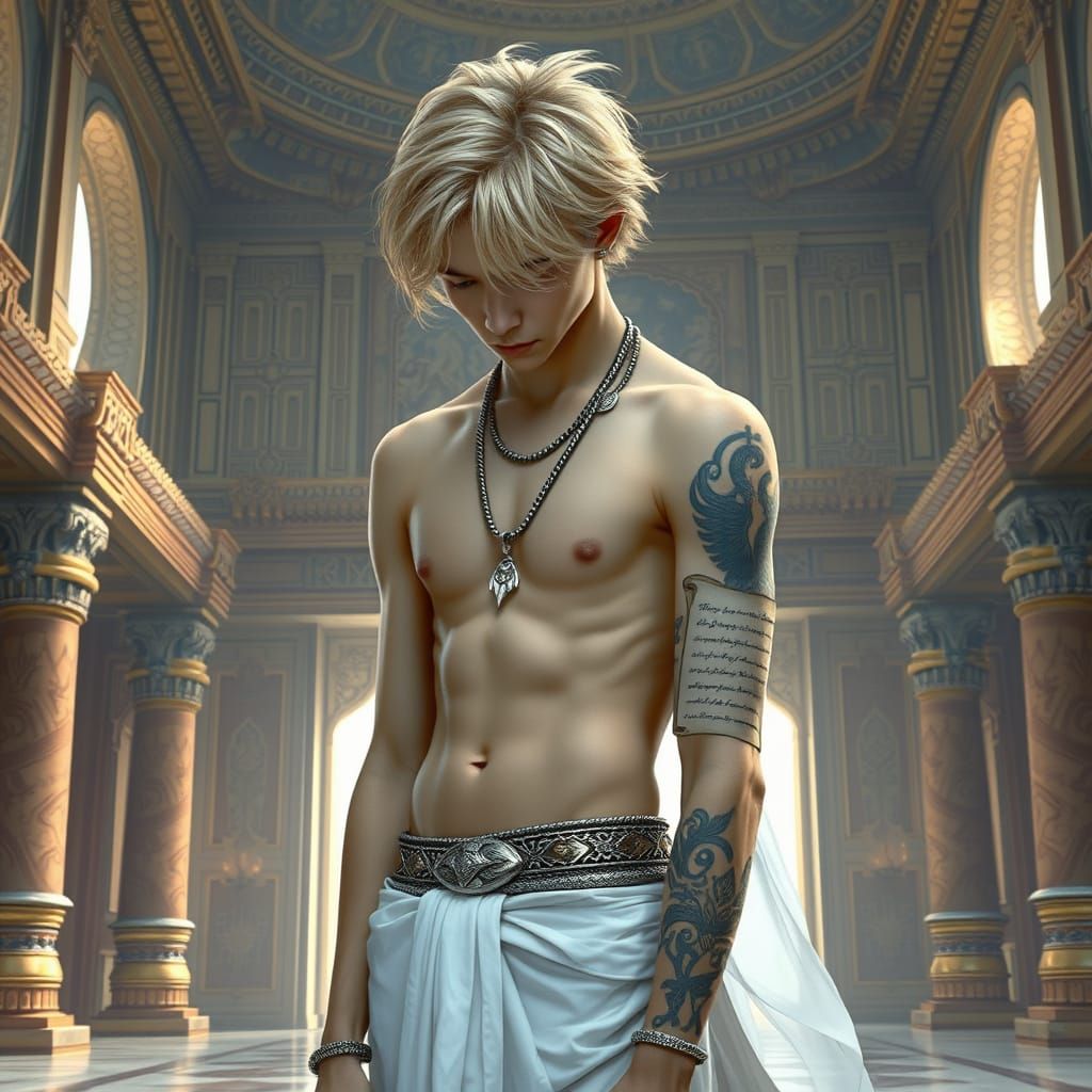 Androgynous Youth in Eastern Palace, Digital Art