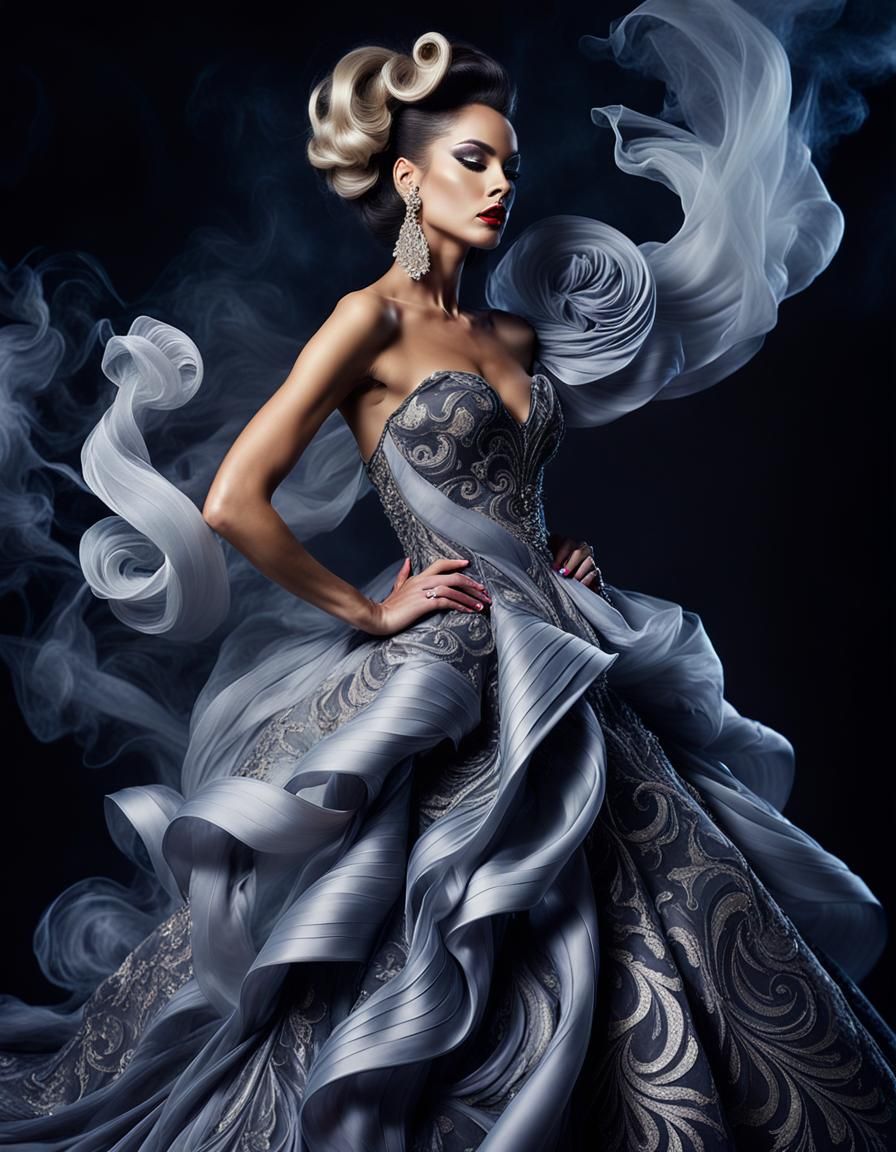 Glamorous Woman in Retro Gown, High Fashion Portrait