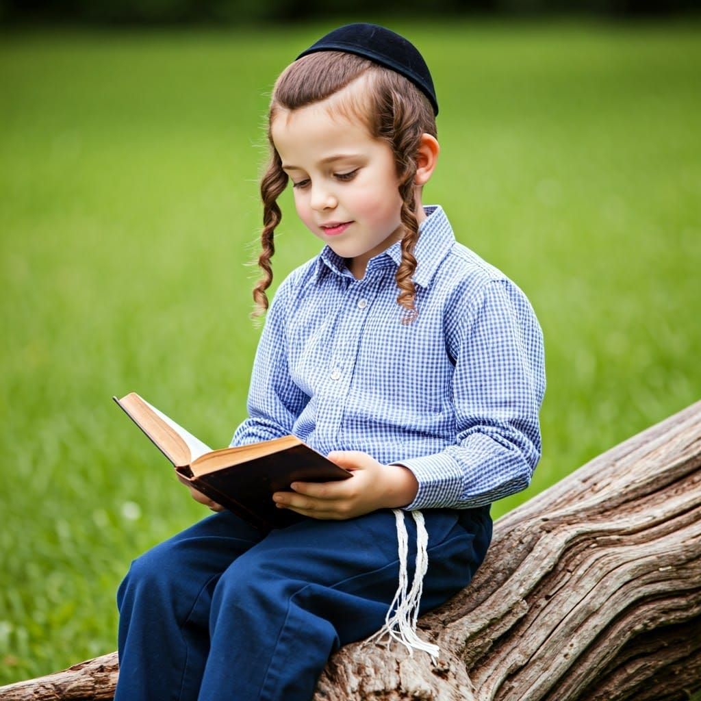 Serene Young Hasidic Boy in Classic Style