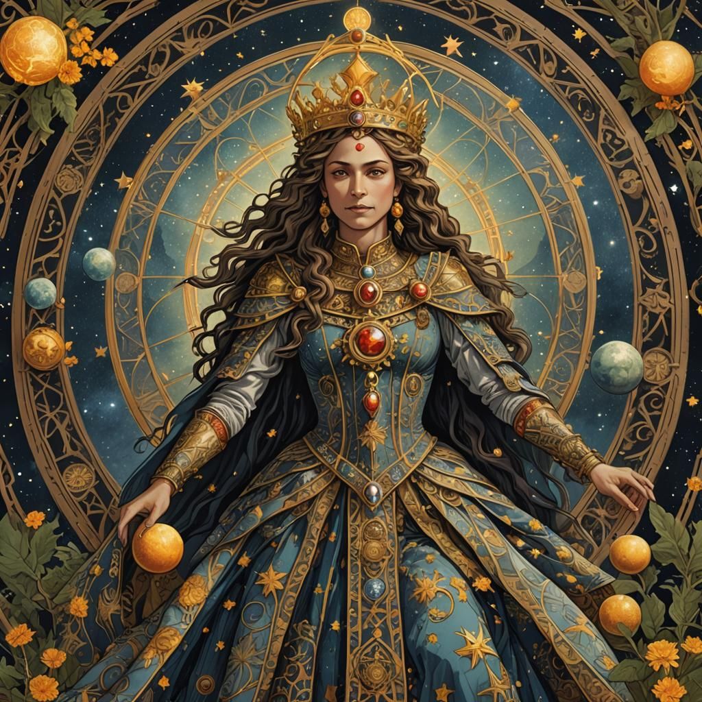 Renaissance Queen of Pentacles Tarot Card