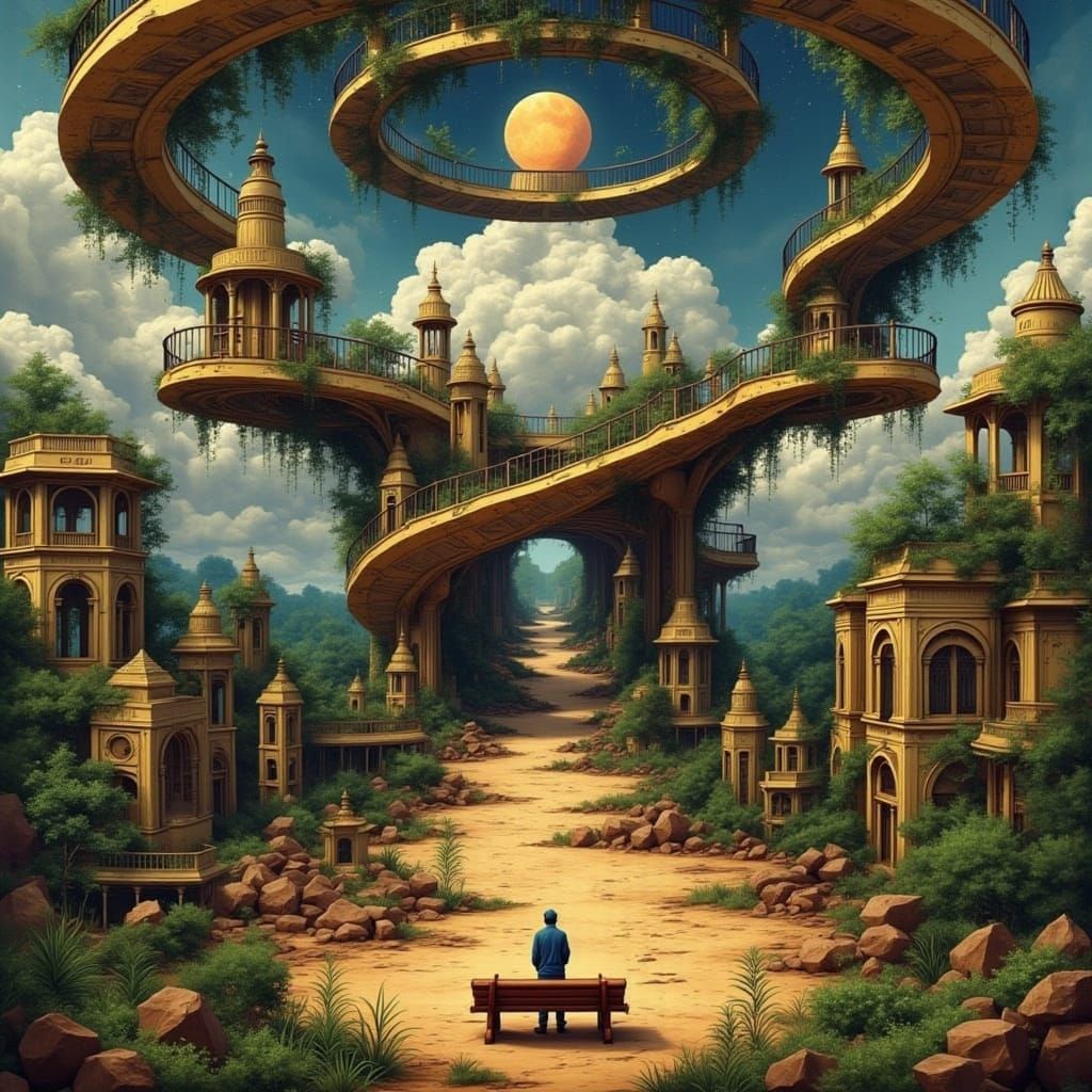 Surreal Stairwell Connects Different Realities