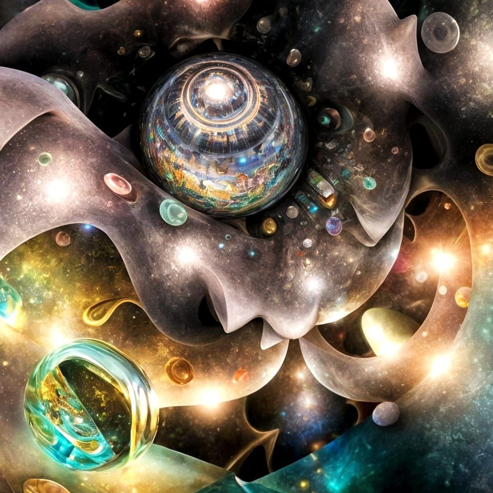 Geometric Abstract Art with Iridescent Motion Blur