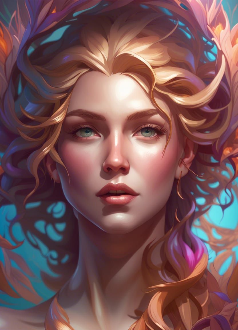 Aphrodite Portrait in Hyperdetailed Art Nouveau Style